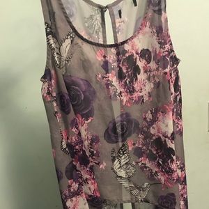 Skull and butterfly sheer crop top